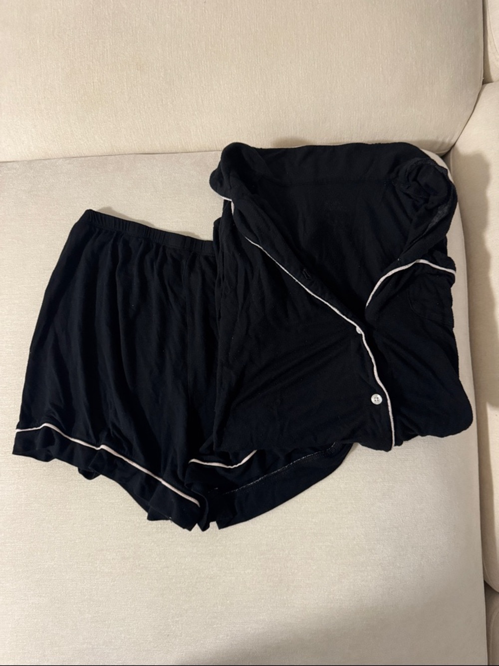 Auden black with light pink trim pj set
